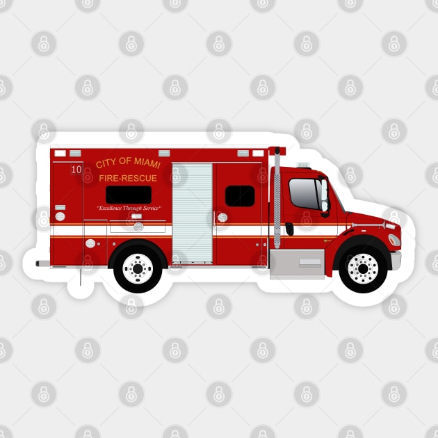 City of Miami Fire Rescue Ambulance Sticker by BassFishin